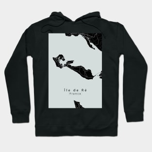 Ile de Re France Island Map dark Hoodie